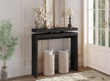 60'' Black Farmhouse Console Table - Retro Wooden Entryway Table with Double Board Suspension W1445P317059