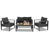 ZUN Aluminum Patio Furniture Set, 4 Pieces Modern Outdoor Conversation Set Sectional Sofa with Cushion 75618099