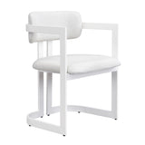 Upholstered Dining Chairs Set of 2, Fabric Armchairs with Beige Seating White Metal Frame, 265 LBS N779P281141B