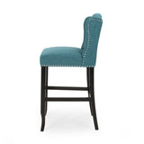 ZUN Vienna Contemporary Fabric Tufted Wingback 31 Inch Counter Stools, Set of 2, Teal and Dark Brown 64856.00T