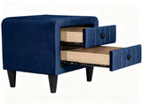Navy Blue Velvet Upholstered Nightstand with 2 Drawers, Modern Bedside Table with Storage, Elegant B2770P509805