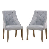 ZUN Set of 2 Flannelette Upholstered Dining Side Chair in Silver and Light Gray B016P156209