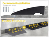 2 Pcs Heavy Duty Rubber Curb Ramp with Drain Channel & Reflective Strips for Driveway - M 57470856