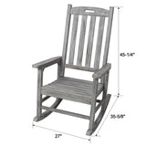 Wooden Oversized Porch Rocker Chair With Wide Seat and Tall Backrest,High Back Smooth Rocking Chairs 21024321