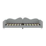 Twin size Upholstered Daybed, Sherpa Fabric Sofabed with Cloud-Shaped Backrest, No Box-spring N733P234602E