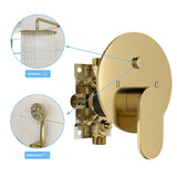 ZUN 10" Rain Shower Head Systems, Dual Shower Heads, Gold,Wall Mounted shower W1243136670