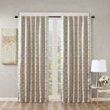 Jacquard Lined Total Blackout Rod Pocket/Back Tab Curtain Panel B03599816