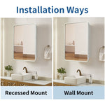 ZUN 24x32 inch White Metal Framed Wall mount or Recessed Bathroom Medicine Cabinet with Mirror W1355127162