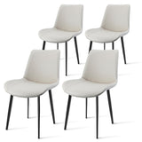 ZUN Tan PU Leather Dining Chair with Metal Legs, Modern Upholstered Chair Set of 4 for Kitchen, W2236P194100