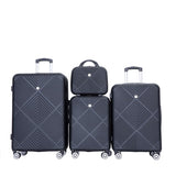 4-piece ABS lightweight suitcase, 14 inch makeup box, aircraft wheels BLACK W284P149254