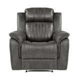 Classic Brownish Gray 1pc Reclining Chair Plush Comfort Pillow-Top Arms Vertical Tufting Solid Wood B011P168816