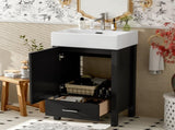 20.28'' Black Modern Bathroom Vanity with Ceramic Sink, Solid Wood Frame, and Drawer Ideal for N729P277755B