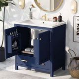 ZUN 30" Blue Bathroom Vanity Single Sink, Combo Cabinet Undermount Sink, Bathroom Storage Cabinet 89172432