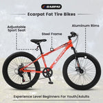 ZUN S24109 24 Inch Fat Tire Bike Adult/Youth Full Shimano 7 Speeds Mountain Bike, Dual Disc Brake, W1856107353