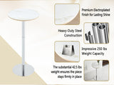 Rock slab circular tabletop non adjustable bar table, bar table with silver legs W1512P612957