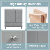 30" Bathroom Vanity with Sink, One Door with Shelf and Three Drawers, Soft Close Door, Grey N759P225994E