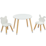 Kids Wood Table and Chairs Set, Toddler Play Table with 2 Chairs, 3 Pieces Children Multi-Activity 92483945