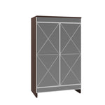 ZUN Elegant Decor Mirrored Cabinet with Silver Edging,Mirrored Cabinet with Double Door,Shoe W760P196538