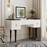 ZUN 43.3" Modern Vanity Table Set with Flip-top Mirror and LED Light, Dressing Table with Customizable 01630421