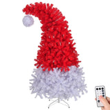 ZUN 6 FT Santa Hat Style Pre-lit Christmas Tree, Hinged Artificial Xmas Tree Pine Tree with 300 Lights, 25865681