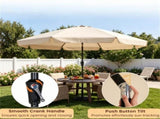 Beige 10ft Scalloped Patio Umbrella with PushButton Tilt, Vented Outdoor Market Parasol with Crank 35476923