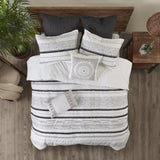 ZUN Cotton Printed Duvet Cover Set with Trims B03596487