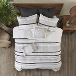 ZUN Cotton Printed Duvet Cover Set with Trims B03596488