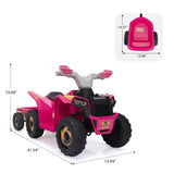 ZUN 6V Kids Electric ATV, Toddler Ride on Car with Trailer, Music, Bluetooth Power Display for Boys W2181P160390