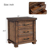 Rustic Three Drawer Reclaimed Solid Wood Framhouse Nightstand 93301617