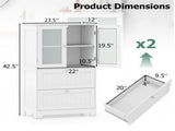 Freestanding Floor Storage Cabinet with Adjustable Shelf & 2 Drawers, Frosted Tempered Glass Door 07599313