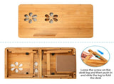 Bamboo Laptop Desk, Adjustable Portable Breakfast Serving Bed Tray with Tilting Top Drawer for 60125721