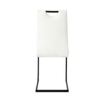 ZUN Modern White PU dining chair living room chair upholstered chair, black metal chair leg design, W210P199091