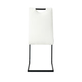 ZUN Modern White PU dining chair living room chair upholstered chair, black metal chair leg design, W210P199091