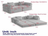72.4-inch convertible sofa bed, chenille sofa, comes with two side storage pockets, two cushions, W3505P355564