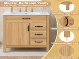 30 Inch Bathroom Vanity with Ceramic Sink, Modern Bathroom, Soft Close Hinges & Drawers, MDF N729P488578N