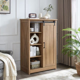 ZUN 5 Drawers Dresser w/Sliding Barn Door, Farmhouse Modern Tall Dresser 5 Chest of Drawers, Storage W2275P206614