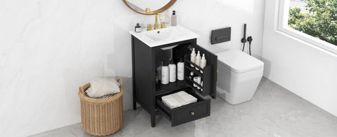 ZUN 20" Bathroom Vanity with Sink, Bathroom Cabinet with A Door, Door Shelf Storage and Adiustable Foot N725P192821B