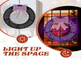 36in Pre-lit Outdoor Christmas Wreath Decoration, Lighted Metal Wreath with Purple Bow, Remote 65188732