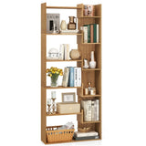 Natural 6-Tier Bookshelf Wooden Bookcase 40895702