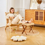 ZUN Amazon Shipping Ottoman Footstool Natural Seagrass Footrest Pouf Ottomans with X Wooden Legs 50171343
