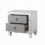 Two-tone Finish Nightstand with 2 Drawers, Rustic Gray and Weathered White B016P256550