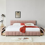 King Size Upholstered Bed ,comfortable upholstered bed frame, Chenille fabric, with headboard and W487P235312