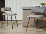 SET OF 2,26'' Counter height bar stools Corduroy kitchen island counter bar stool with back,golden 23451115