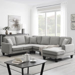 ZUN [New] 108*85.5" Modern U Shape Sectional Sofa, 7 Seat Fabric Sectional Sofa Set 02114155