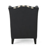 TODDMAN HI-BACK CLUB CHAIR, High-Back Fabric Club Chair, Black Checkerboard and Dark Charcoal 28D x 64469.00BLKCHKDCHAR
