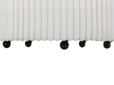 Malna Plush Wide Wale Corduroy Upholstered Barrel Accent Chair with Wheels, Off-white T2574P221268
