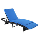 ZUN 193*68*33cm S Shape Iron Frame Black Embossed Blue Cushion Woven Rattan Bed 64955290