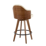 Ahoy Mid-Century Counter Stool in Walnut and Cream Faux Leather by LumiSource B202P222358