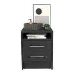 ZUN Nightstand 23.6" H, with 2 Drawers and 1 Shelf, Black B097P250851