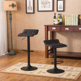 ZUN Belham Swivel Black Bonded Leather Adjustable Bar Stool, Set of 2 T2574P165093